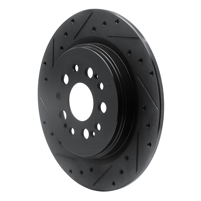 Acura RDX Brake Rotor (1) - Rear Left - R1 Concepts - Drilled & Slotted - Black - `17-`25